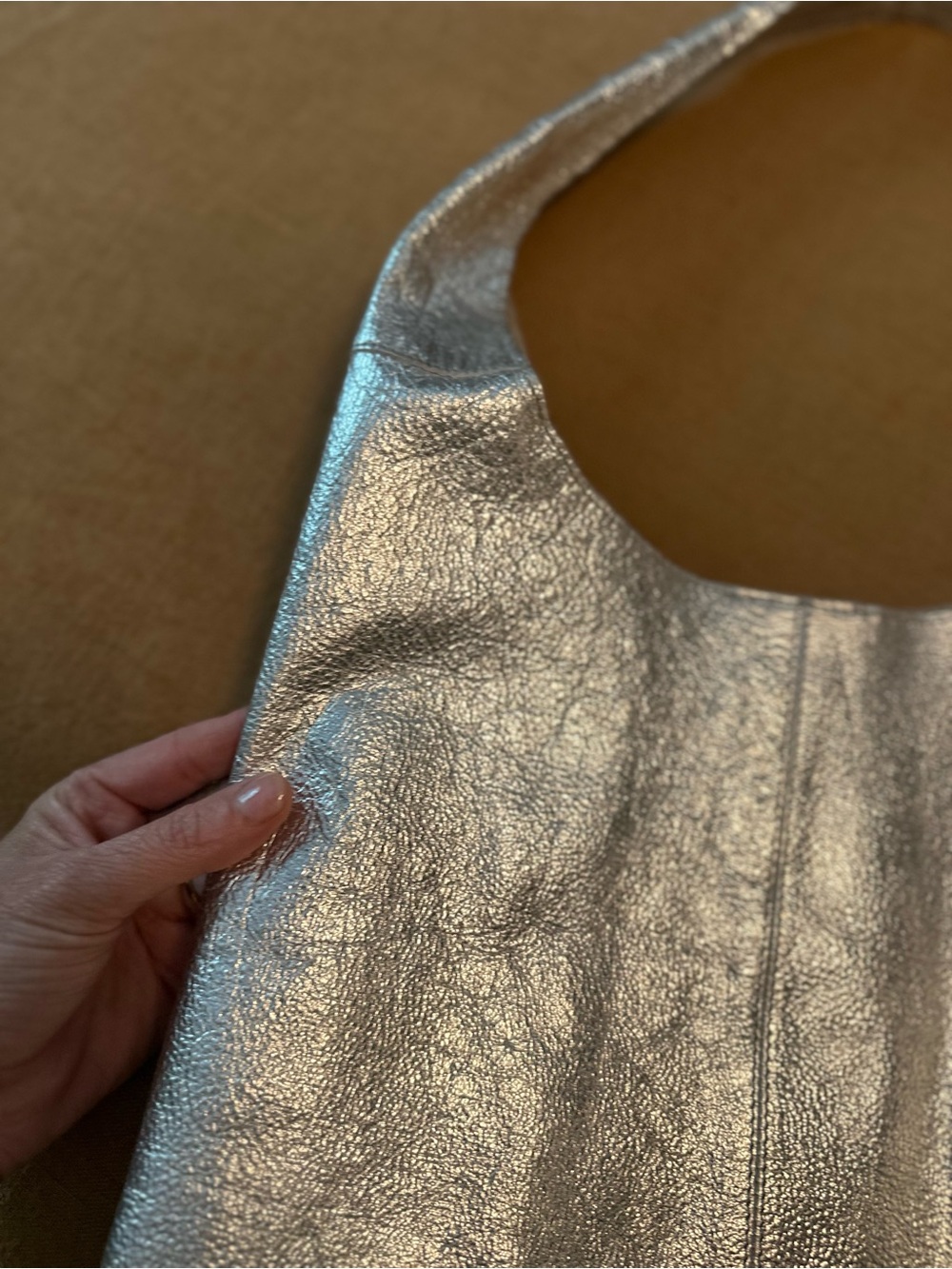 Haute Hippie Metallic Silver 100% Leather Shoulder Hobo Bag - Picture 4 of 7